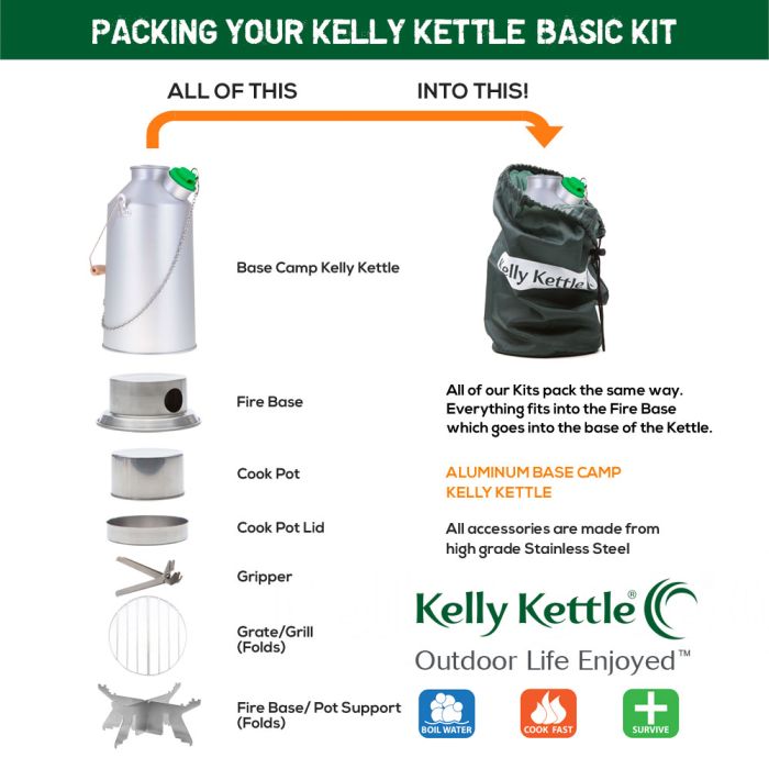 Kelly Base Camp Kettle アルミニウム アウトドア キャンプ Base Camp Kelly Kettle - Forest School Learning Initiative