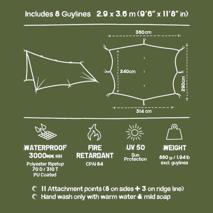 Tarp 2.9 x 3.6 mtr. Completely Waterproof, Even in the Heaviest of