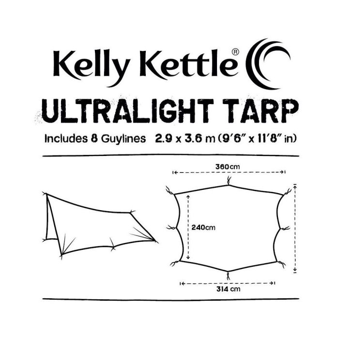 Kelly Kettle Ultralight Tarp 2.9 x 3.6 mtr. Durable & waterproof