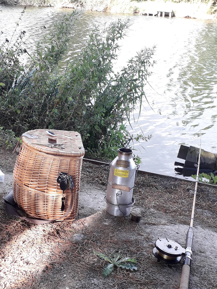 Hunting for Carp with my battered old kettle (Picture taken at Southfield fisheries Rainton, North Yorkshire, U.K.)