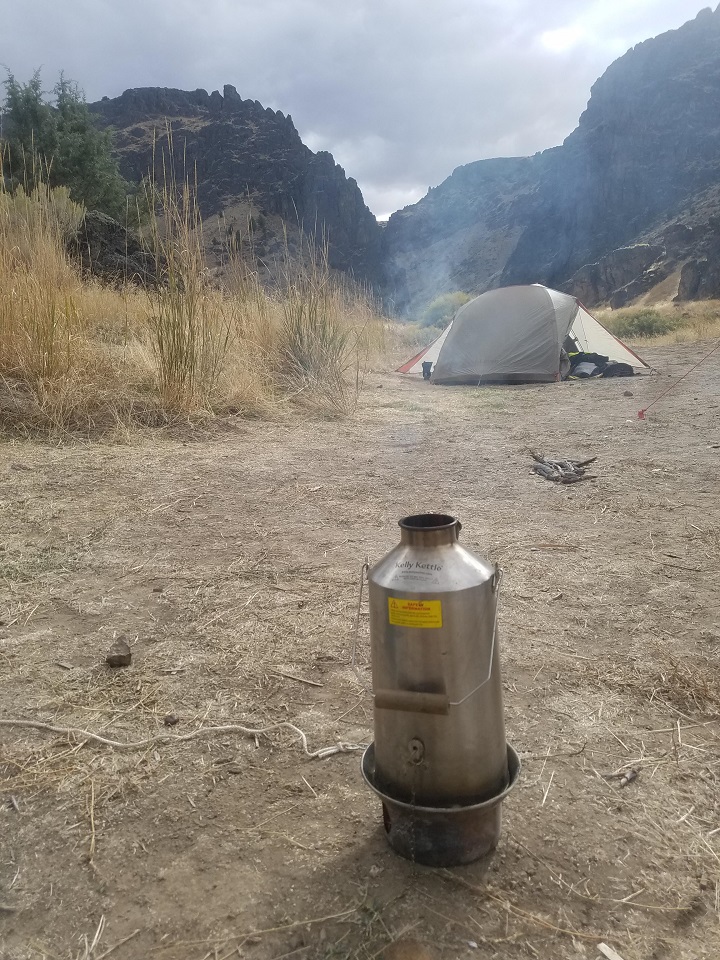 Good morning! I am writing to tell you about our Kettle - which we love! We take it into the back country on adventure motorcycle trips and it is an essential part of our camp kitchen. Attached is a photo of our Kettle from our most recent trip in the Owyhee Wilderness of Idaho.