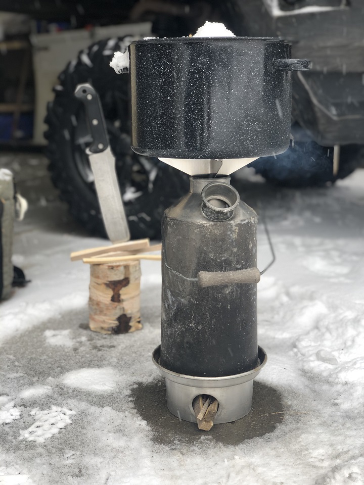 Snow plowing and melting snow for my insta fuel coffee. I’ve had this kettle for a loooonnnggg time!
