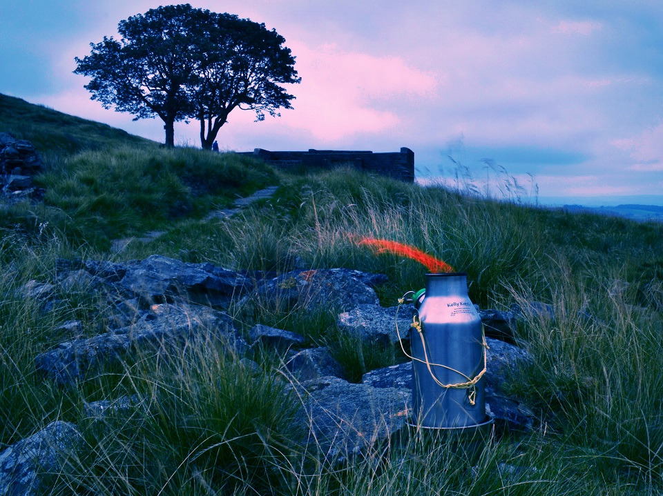 Taken at Top Withins on the Pennine Way (U.K.). I replaced the Kettle's handle with heat proof paracord, taking inspiration from the weight saving guide. Fitting everything into my pack was just that little bit easier and having the kettle with me for moments like this really made them.