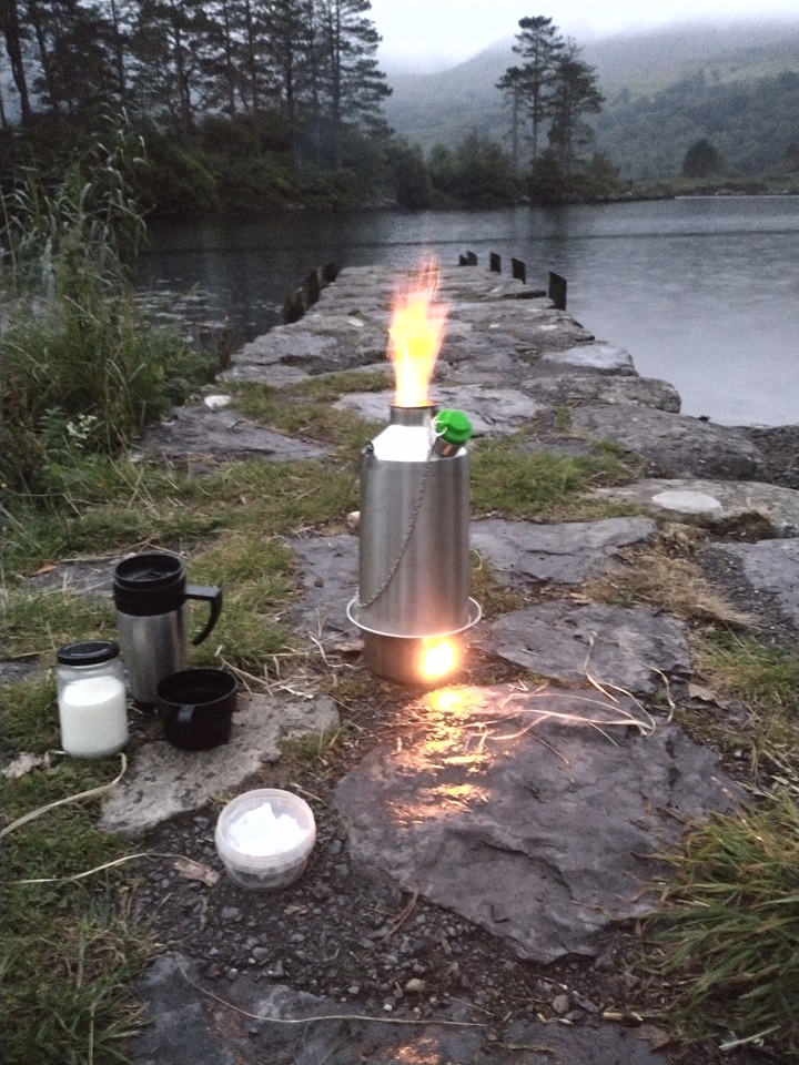Making tea for the family after an evening fly fishing. (Cloonee lakes, Co. Kerry, Ireland)