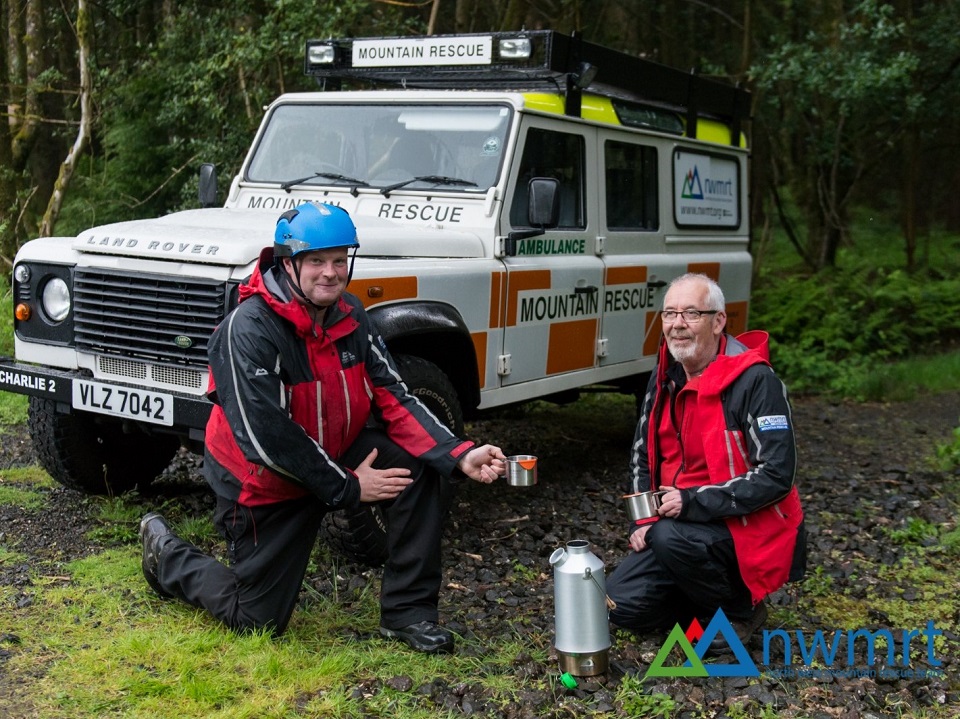 Tea break for North West Mountain Rescue Team during training. Gotta love the Kelly.