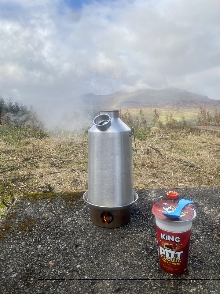 Lunchtime at the office above Killin, Scotland, U.K. ????????  My Kelly kettle even sprouts ???? ????