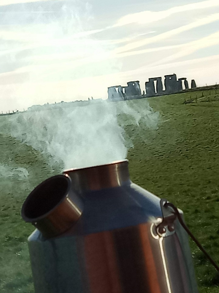 Photograph of my wonderful Kelly kettle on a camping week in my favourite place on earth Stonehenge on the 4th of November 2021