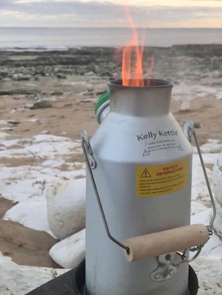 The perfect brew with a view! Our Kelly Kettle comes on all our weekend adventures and has seen some lovely sunsets! My 6yr old likes to collect drift wood to get the kettle started and then we enjoy a cup of tea and hot chocolate as we watch the sun setting. (Flamborough Beach, U.K.)
