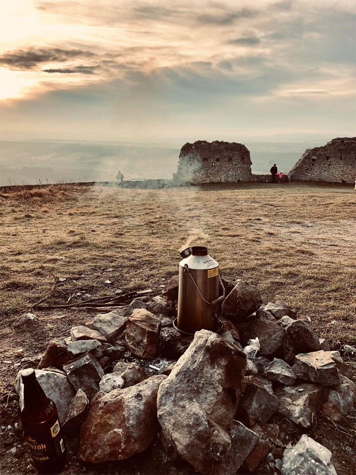 Photo was taken on a winter trip with my friends. Branč Castle, Western Slovakia. Kelly Kettle is always with us. We call it 